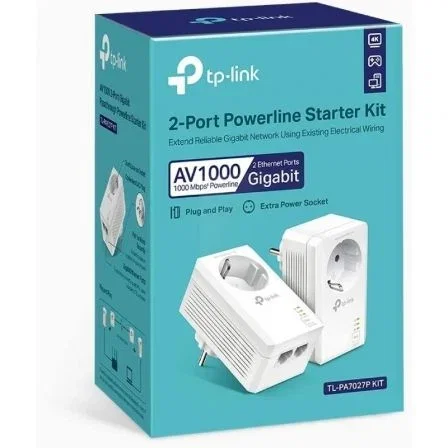 TP-Link TL-PA7027P KIT Adaptador Powerline AV1000 con 2 Puertos Gigabit y Enchufe Integrado TP-Link TL-PA7027P KIT Adaptador Powerline AV1000 con 2 Puertos Gigabit y Enchufe Integrado